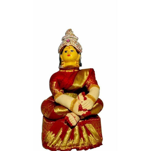 Goddess Lakshmi Matha Idol / Vara Lakshmi Ammavaru Idol with Red Saree Stone Work